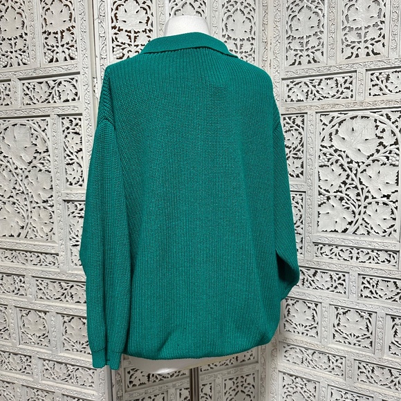 Vintage green emerald henley sweater size large - Picture 4 of 5
